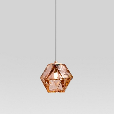 Gem Shaped 1-LED Suspension Light Glass Nordic Style Pendant Lamp with 79