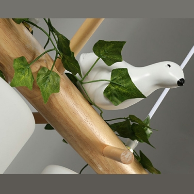Industrial Style Birds Shaped Multi-Light Pendant Light Wood 3 Light Plants Decorative Hanging Lamp for Coffee Shop