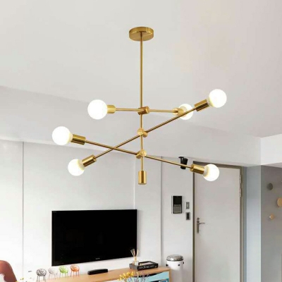 Industrial Style Chandelier Metal 6 Light Chandelier for Living Room