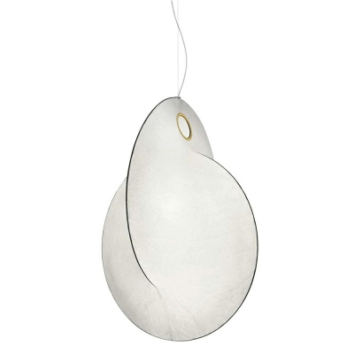 Irregular White Fabric Pendant Lighting Macaron 1 Bulb Suspension Light for Dining Room