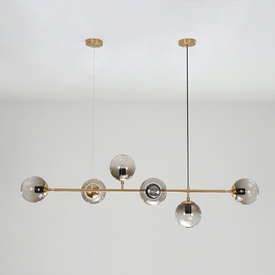 Island Light Fixture 6 Lights Modern Contracted Glass Shade Hanging Ceiling Light for Living Room