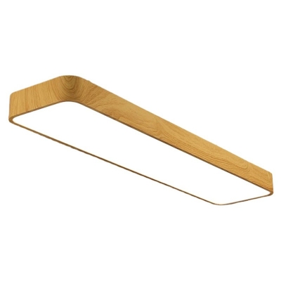 Linear Flush Mount Light Contemporary Modern Wood and Acrylic Shade LED Light for Office