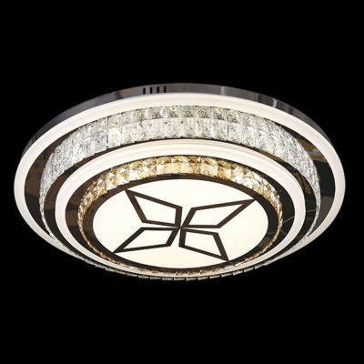 Luxury Style Stainless-Steel LED Ceiling Light with Crystal Shade Geometric Flush Mount Light for Living Room