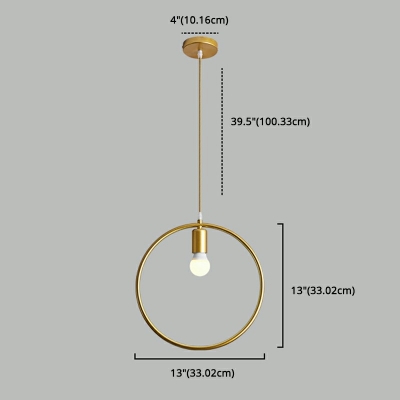 Minimalisma Metal LED Pendant Light Postmodern Style Circle Hanging Light for Bedroom Coffee Shop