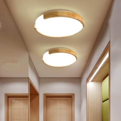 Modern Simple Geometry Wooden Ceiling Lamp Warm Home Decoration LED Light
