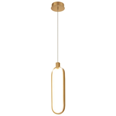 Modern Style LED Hanging Light Platting Metal Acrylic Oval Pendant Light for Bedside