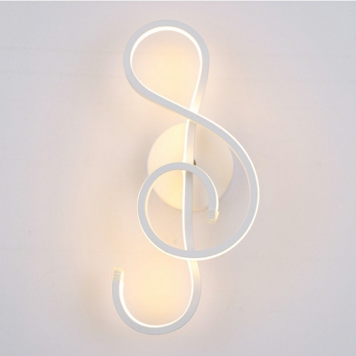 Modern Style Music Note Shaped Wall Lamp Metal 1 Light Wall Light for Bedroom