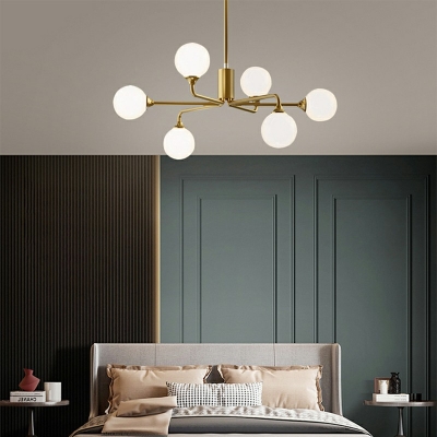 Modernist Chandelier 6 Head Glass Hanging Lamps for Dining Room Bedroom