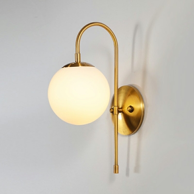 Nordic Shade Wall Sconce Ball Shaped 1-Head 15 Inchs Height Wall Lantern with Arc Arm