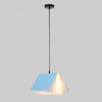 Nordic Style LED Hanging Light Macaron Metal Book Shaped Pendant Light for Bedroom Bedside