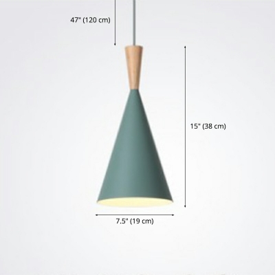 Nordic Style LED Pendant Light Wood Metal Macaron Hanging Light for Dinning Room