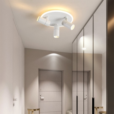 Round Semi Flush Mount Ceiling Light with Adjustable Cylindrical Light Ceiling Lamp