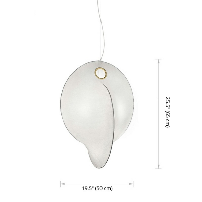 Silk Design 1-Light Suspension Lighting Abstract Pendant Lamp in White