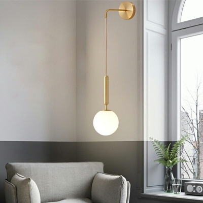 Spherical Wall Mounted Light Modern Special Metal and White Glass Shade Light for Living Room