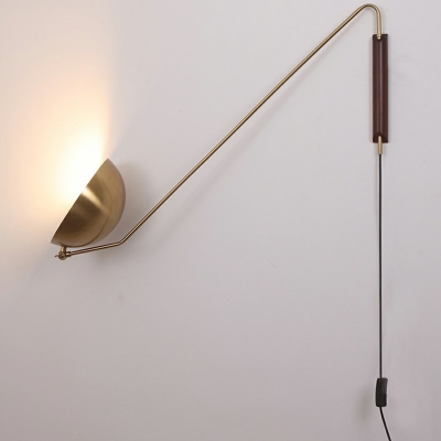 Swing Arm Sconce Light with Dome Shade Contemporary Metal 1 Light Wall Mount Light