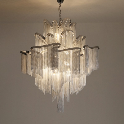 Tassel Shape Hanging Lights Crystal Chandelier for Living Room Hotel Lobby