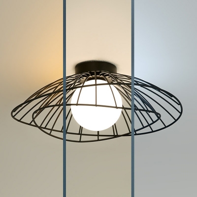 Textured Wire Cage Flush Mount Ceiling Light Metal Fixtures Ceiling Lighting in 1-Light