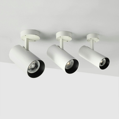 1-Head Cylindrical LED Flush Mount Light Black/White Metal Ceiling Lighting Fixture for Living Room