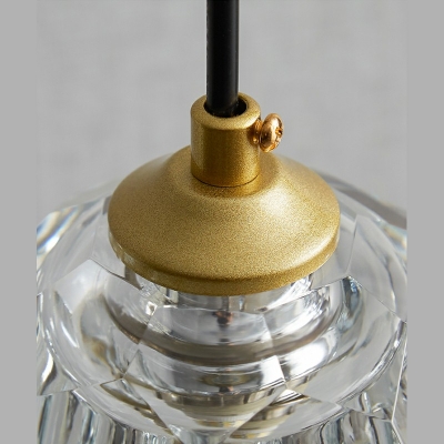 1-Light Gold Metal Pendant Light Crystal Ceiling Pendant Light in Modern Style