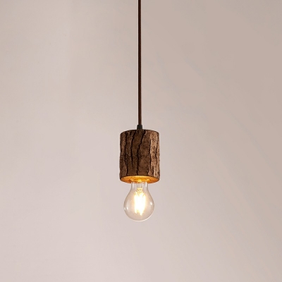 1 Light Wood Brown Hanging Light Contemporary Minimalist Style Hanging Light Fixtures