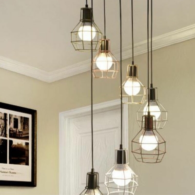 10-Light Modern Minimalist Ceiling Light Black Nordic Duplex Lamp Pendants Light for Villa Hall