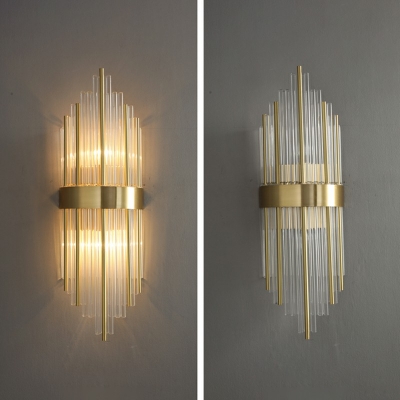2-Bulb Minimalism Style Crystal Wall Mounted Lamp for Corridor Half Shade Wall Light Fixture