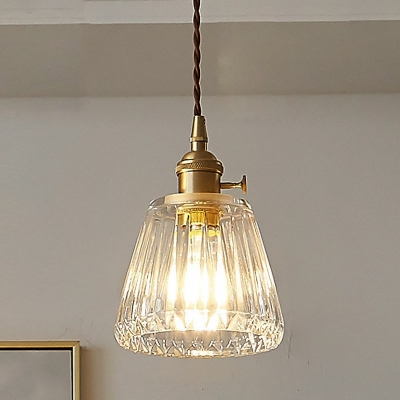 3-Light Chandelier Pendant Lighting Vintage Style Cup Shape Prismatic Glass Multi Ceiling Light