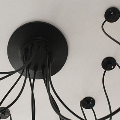 8-Light Swag Lamp Black Industrial Pendant Light Spider Ceiling Lights for Kitchen