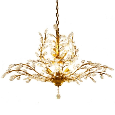 American Style 2-tiers Crystal Hanging Light Branches Shaped Muti-head Chandelier Decoration Living Room