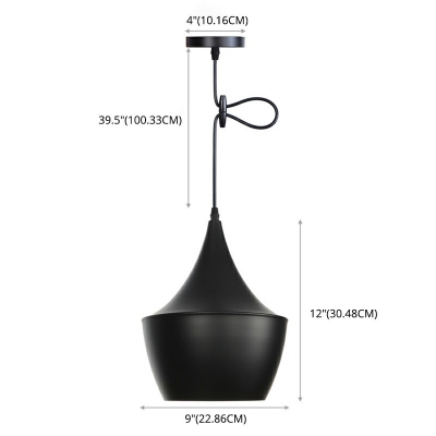 Black Metal Hanging Lamp Rustic Single-Bulb Bistro Ceiling Pendant Light Aluminum Shade