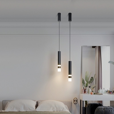 Blacks Acrylic Hanging Lamp Cylinder 1-Light Pendant Lamp in Contemporary Style