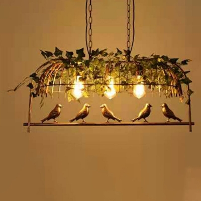 Blacks and Birdcage Hanging Lamp Wire Island Chandelier Lights in 4 Lights