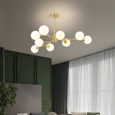 Contemporary Chandeliers 9 Head Glass Hanging Ceiling Lights for Bedroom Dining Room