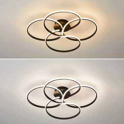 Contemporary Flush Mount Light Iron and Acrylic Shade LED Light for Bathroom, 5