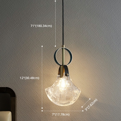 Crystal Glass Lighting Fixture for Kitchen Single-Bulb Contemporary Geometric Pendant Lamp