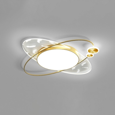 Flush Mounted Lamp Nordic LED Golden Ceiling Light Fixture in White Light for Kids Room