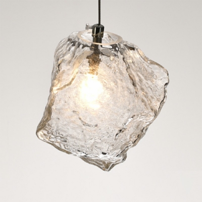 Glass Irregular Shaped Hanging Light Modern Style Ice LED Pendant Light for Bedside Coffee Shop