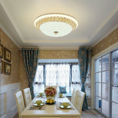 Gold LED Ceiling Flush with Bowl Shade Veined Glass Farmhouse Living Room Flush Light in 3 Colors Light