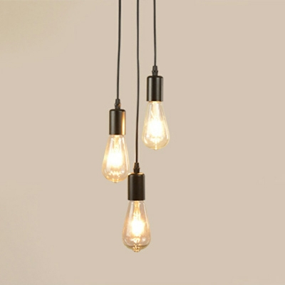 Industrial Multi Light Pendant Metal 3 Light Hanging Lamp in Black