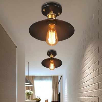 Industrial Style Cone Shaped Semi Flush Mount Light Metal 1 Light Ceiling Light