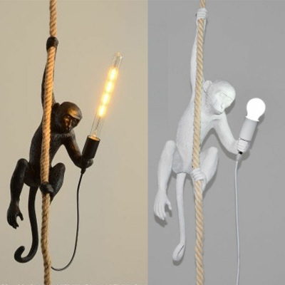 Industrial-Style Natural Hemp Rope Hanging Ceiling Light 1 Light Hanging Pendant Light