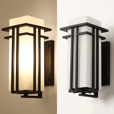 Industrial Vintage Cuboid Shaped Wall Sconces Glass 1 Light Wall Lamp in Black
