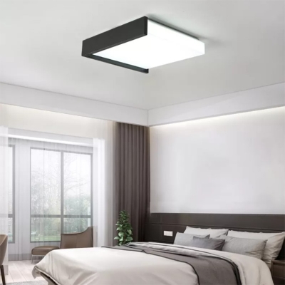 Metal LED Flush Mount Light Simple Style Acrylic Ceiling Lamp in Black for Bedroom