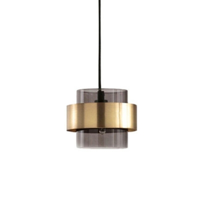 Minimalisma Style Cylinder Hanging Light Metal Acrylic Shade Pendant Light for Coffee Shop
