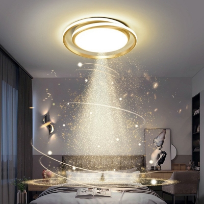 Modern Metallic LED Flushmount Circle Ring Flush Mount Ceiling Light in Gold Ceiling Light for Living Room