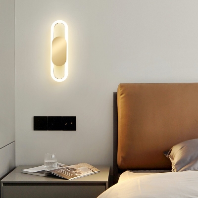 Modern Minimalism Style Oval Shape Silica Gel Alloy LED Wall Sconce for Bedroom