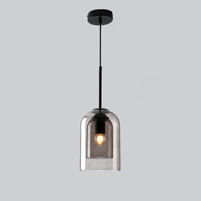 Modern Simple Style Adjustable Pendant Light with Double Layer Glass Shade Pendant