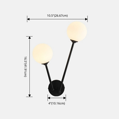 Modern Style 2 Lights Metal Wall Sconce Light Globe Wall Lamp for Living Room