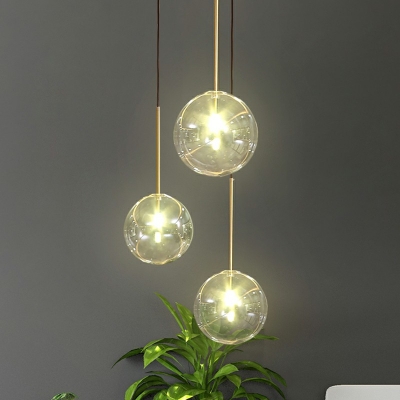 Modern Style Glass Hanging Light Globe Clear LED Modern and Simple Pendant Light for Living Room