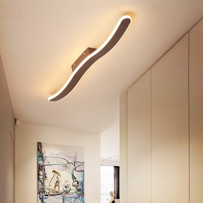 Modern Style Linear Shaped Flush Mount Light Metal 1 Light Ceiling Light for Coffee Shop